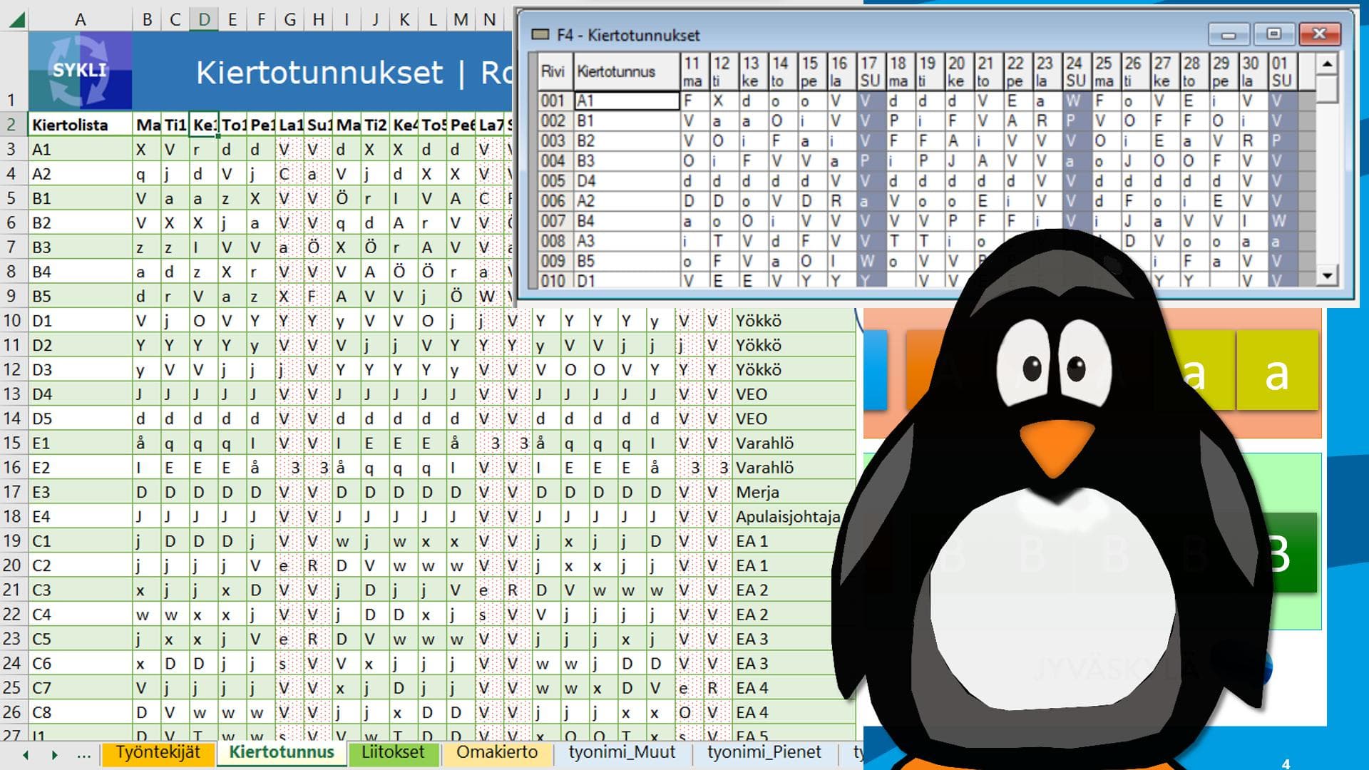 Rotaattorilla suunnitellaan työvuorokierto tasapuoliseksi